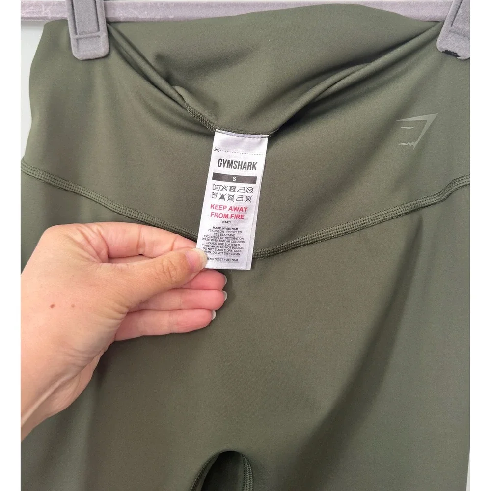 Gymshark Elevate High Rise Cycling‎ Bike Shorts Moss Olive Green Size Small